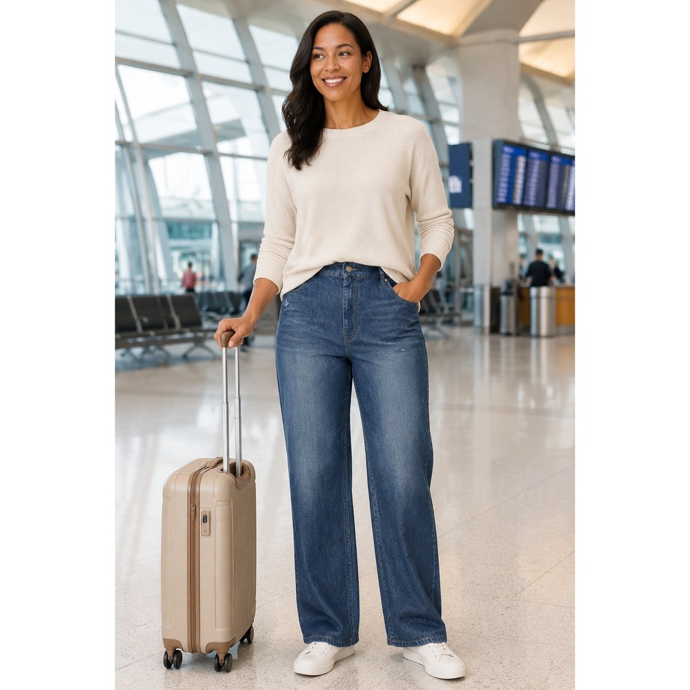 AnyBody Womens L Tall Denim Effect French Terry Sweatpants Jean Look Pull On